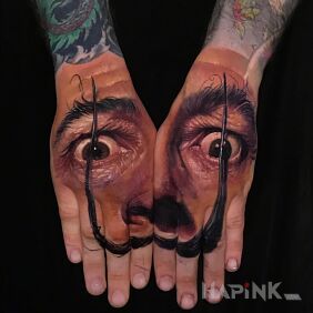 Tattoo Salvadore on the fingers motif: 3D style: realistic
