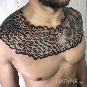 Tattoo Geometric atmospheres on the collarbone motif: mandalas style: geometric