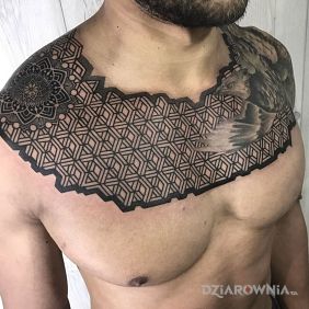 Tatuaż Geometryczne klimaty na obojczyku motyw: zwierzęta styl: geometryczne