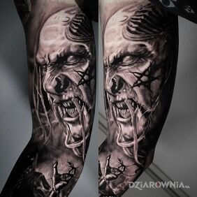 Tatuaż Hell na ręce motyw: twarze styl: realistyczne