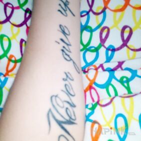 Tattoo For his 16th birthday on the forearm motif: lettering