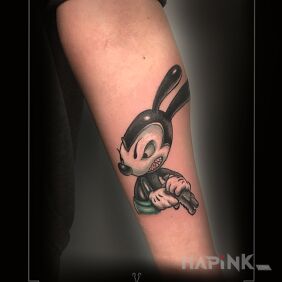 Tattoo Angry Mickey On the arm motif: characters style: newschool
