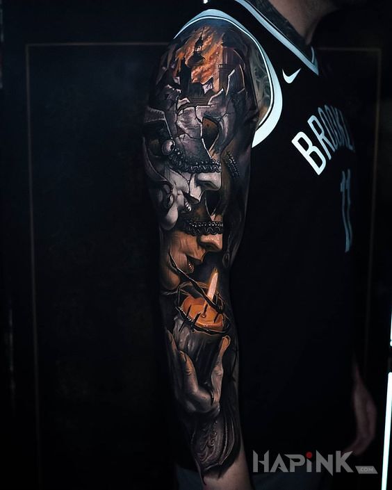 Tattoo Świeczka oświetlająca drogę in sleeves motif and realistic style On the arm