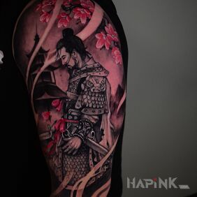 Tattoo Samurai by #vean_sschesnok On the arm motif: flowers style: graphic / illustrative