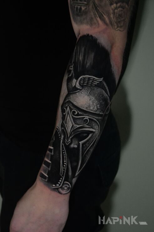 Tattoo Cover starego tatuażu in objects motif and realistic style on the forearm