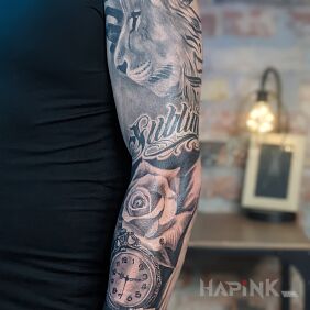 Tattoo Half sleeve On the arm motif: sleeves style: realistic