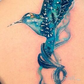 Tattoo Bluebird on the back motif: animals