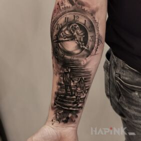 Tattoo Family On the arm motif: 3D style: realistic