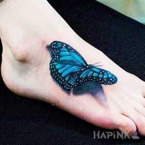 Tattoo Butterfly on the foot motif: 3D style: realistic
