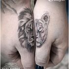 Tatuaż dla par lwy