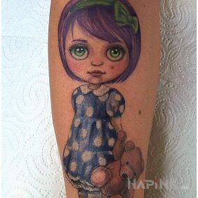 Tattoo Me and Teddy on the forearm motif: characters style: graphic / illustrative
