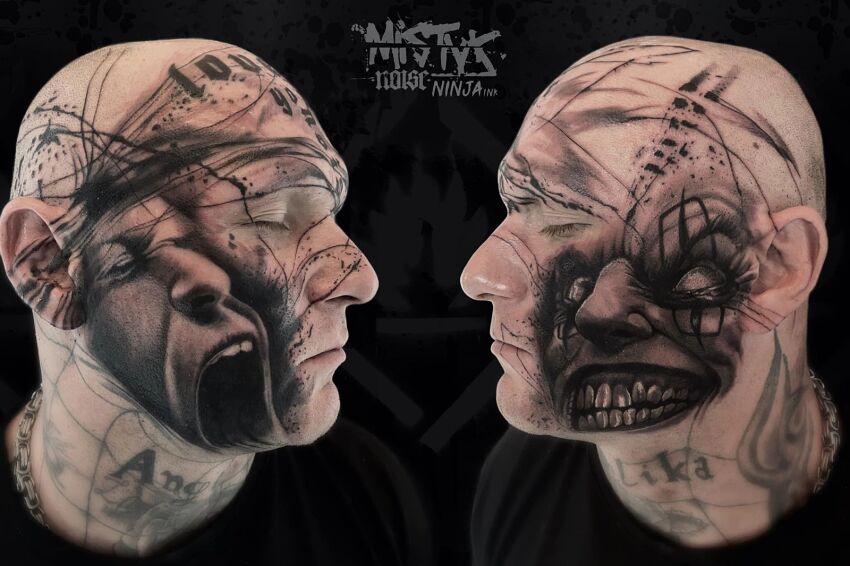 tatuaż na twarzy od mistyka noise international