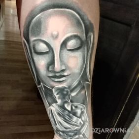 Tatuaż Samuraj i Budda na przedramieniu motyw: postacie styl: japońskie / irezumi