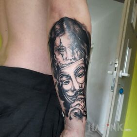 Tattoo Still to be finished and merged with the old one On the arm motif: faces style: realistic