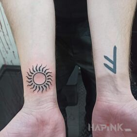 Tattoo Runes on the wrist motif: black and gray style: Celtic / Nordic