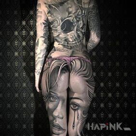 Tattoo Something epic on the back motif: sexy style: realistic