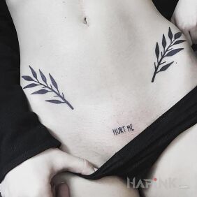 Tattoo Hurt me intimate motif: black and gray style: minimalistic