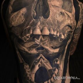 Tatuaż Znaki z palców na plecach motyw: anatomiczne styl: realistyczne