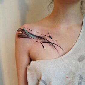 Tattoo Brushstroke Crazy on the collarbone motif: other style: abstract
