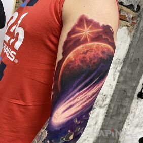 Tattoo Space On the arm motif: cosmos style: realistic