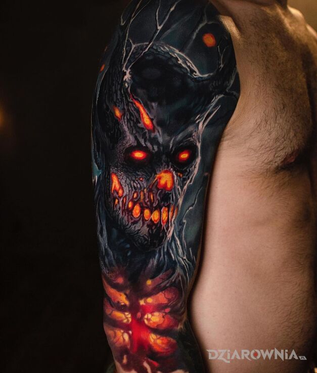 Tatuaż magmowy diabeł w motywie mroczne i stylu realistyczne na ręce