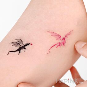 Tattoo Little Dragons on the bicep motif: fantasy style: minimalistic