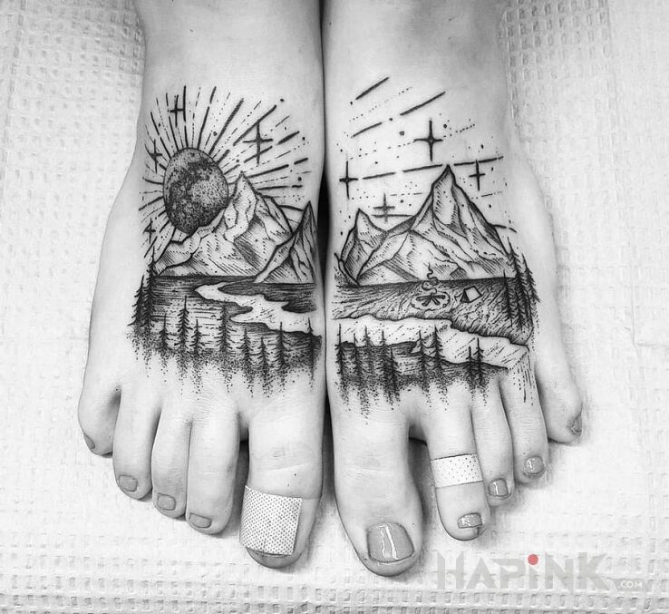Tattoo Na stopach in other motif on the foot