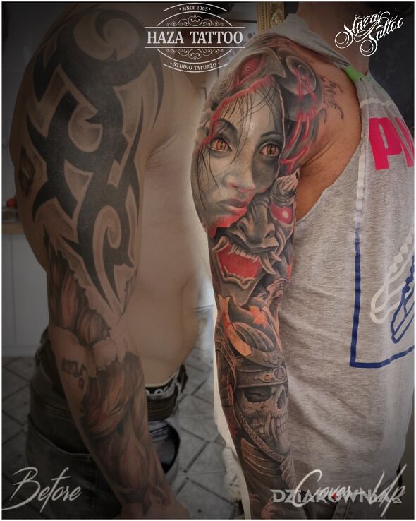 Tatuaż cover w motywie postacie i stylu japońskie / irezumi na ręce