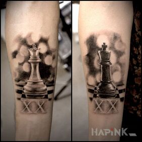 Tattoo Chessily on the forearm motif: 3D style: realistic