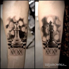 Tatuaż Szachowo na przedramieniu motyw: 3D styl: realistyczne