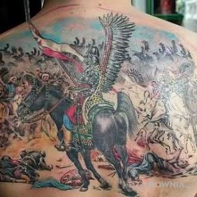 Tatuaż Husaria w akcji na plecach motyw: postacie