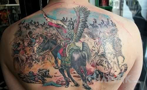 Tattoo Husaria w akcji in characters motif on the back