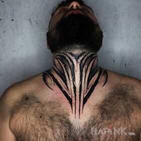 Tattoo Neck ornaments on the neck motif: black and gray style: blackwork / blackout