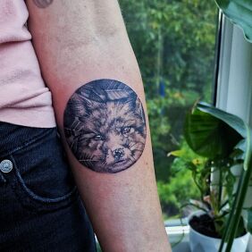 Tattoo Minimal fox on the forearm motif: animals style: realistic