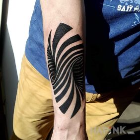 Tattoo Hole in the hand On the arm motif: 3D style: optical illusion