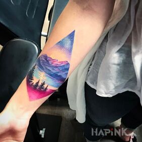 Tattoo Colorful landscape on the forearm motif: other