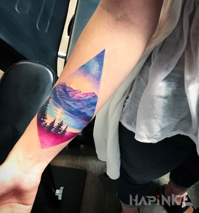 Tattoo Kolorowy krajobraz in other motif on the forearm