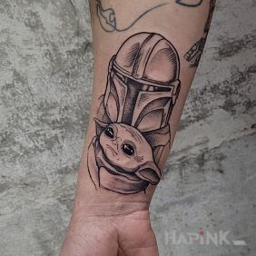 Tattoo Star Wars on the forearm motif: science fiction style: graphic / illustrative