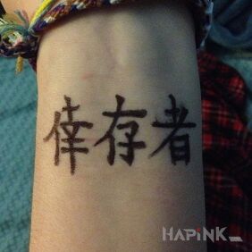 Tattoo Inscription in Chinese on the wrist motif: lettering