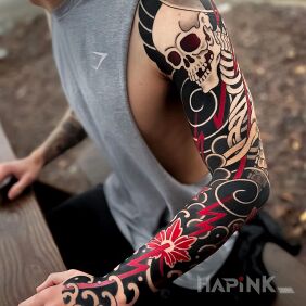 Tattoo Japanese skeleton On the arm motif: skulls style: japanese / irezumi