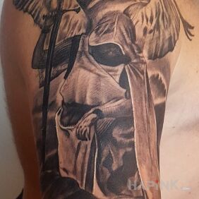 Tattoo Warrior of God on the upper arm motif: angels
