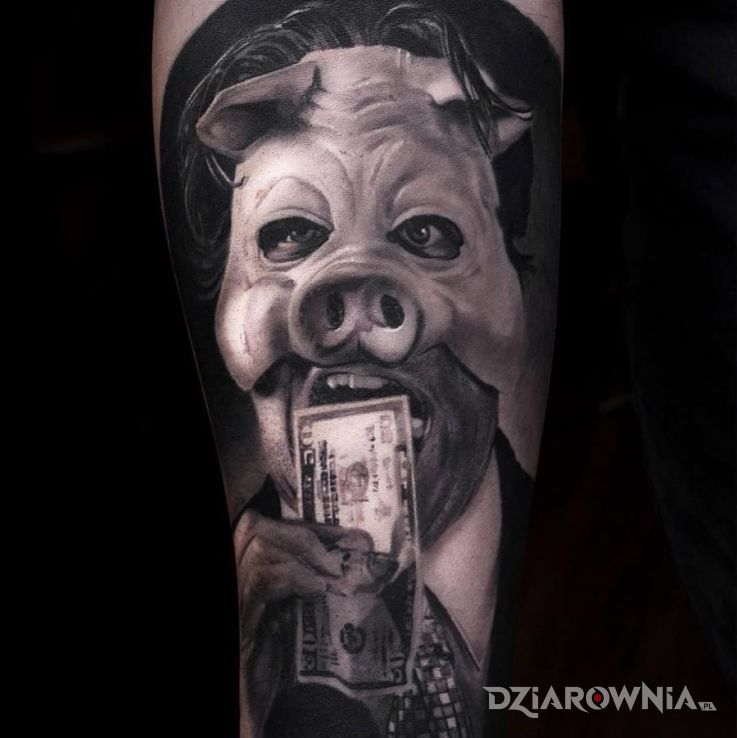Tatuaż świnia w motywie zwierzęta i stylu realistyczne na przedramieniu