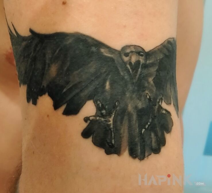 Tattoo Kruk in animals motif and realistic style On the arm