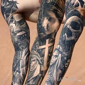 Tattoo Three On the arm motif: sleeves style: realistic