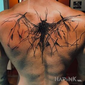 Tattoo Linework on the back motif: other style: sketch