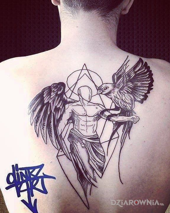 Tatuaż angel  anioł w motywie zwierzęta na plecach