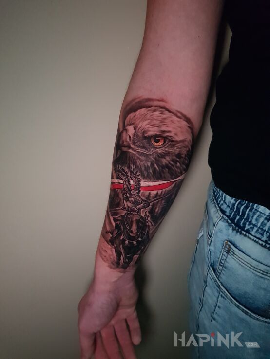 Tattoo Patriotyczny tatuaż in characters motif and realistic style on the forearm