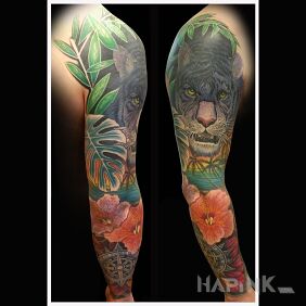 Tattoo Cover on the elbow motif: animals style: realistic