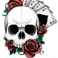 Wycena tatuażu - Czaszka róża karty