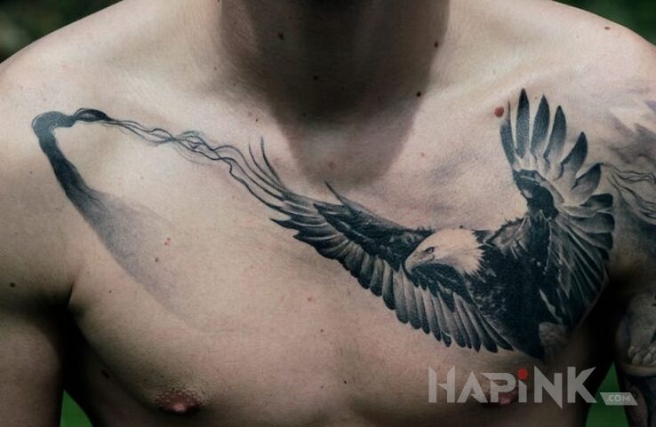 Tattoo Orzel in 3D motif and realistic style on the chest